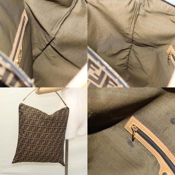 FENDI Zucca Canvas Shoulder Bag Black Brown Auth MX072V - Picture 13 of 14